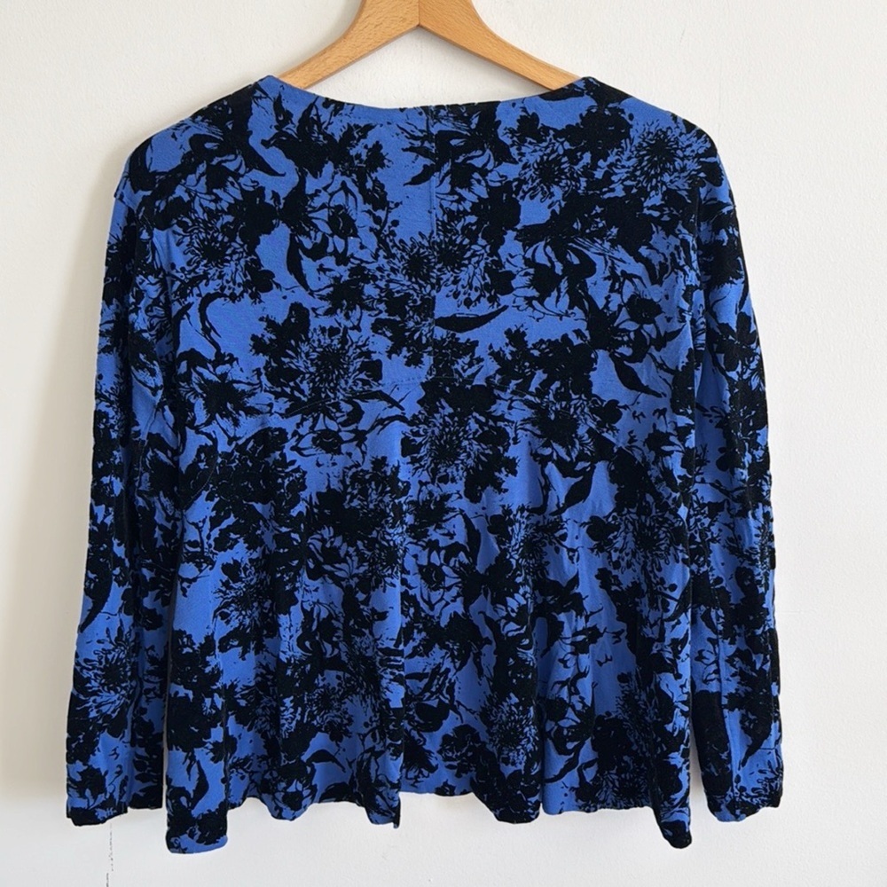 Rebecca Taylor black/blue velvet floral detail long sleeve knit top NWT size XS - Picture 7 of 10